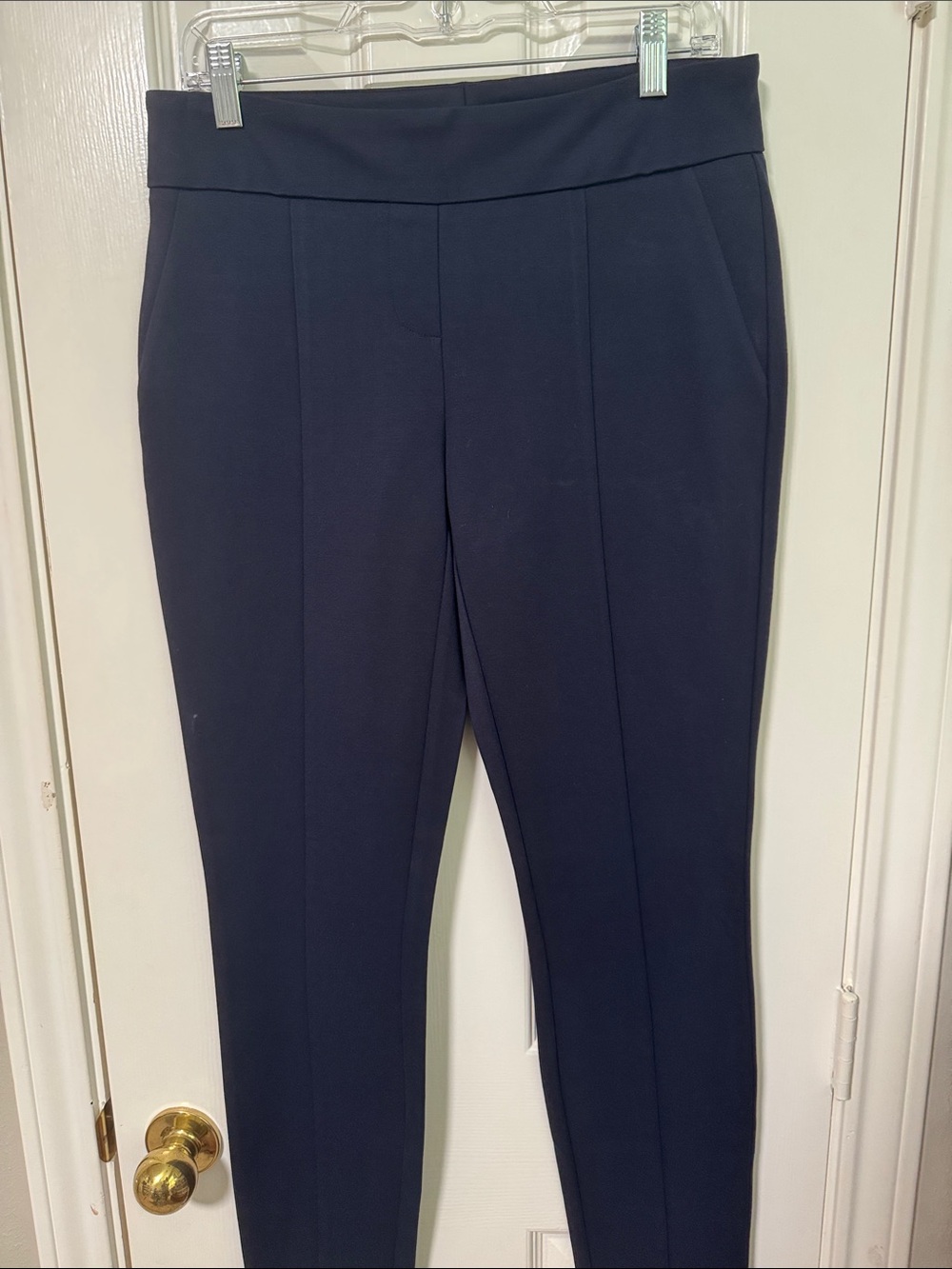 Hilary Radley Slim Ponte Knit Pants in Navy